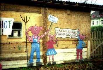 Kinderbauernhof Protest-Gemälde